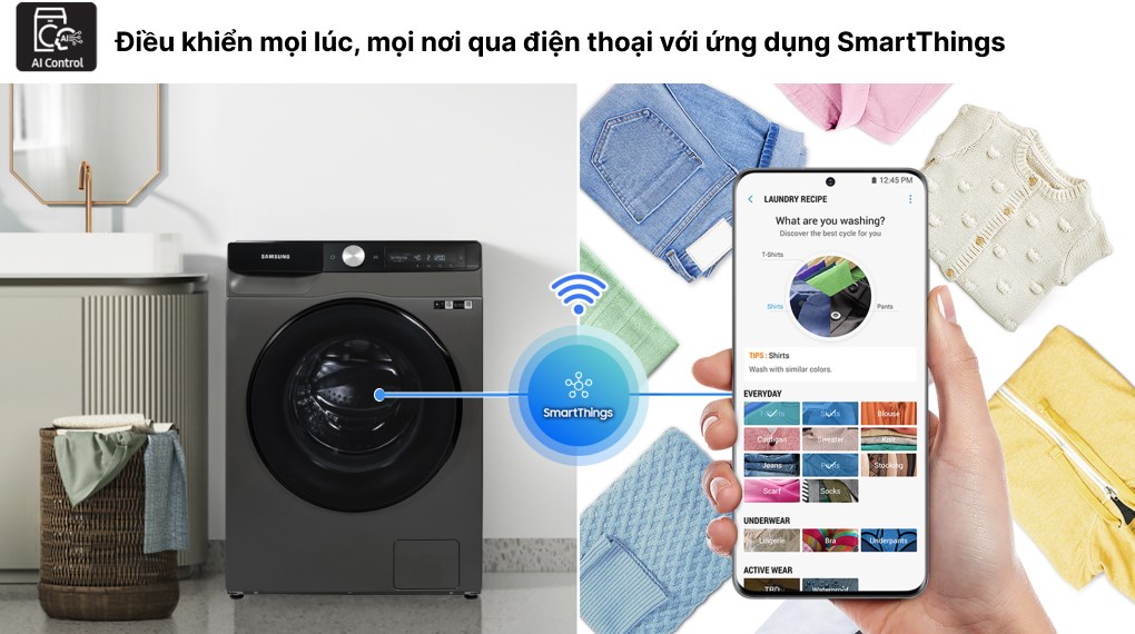 Máy giặt sấy Samsung AI Ecobubble Inverter giặt 11 kg - sấy 7 kg WD11T734DBX/SV