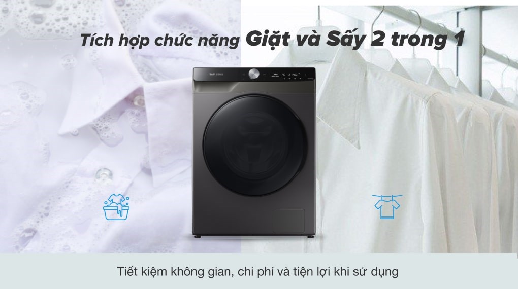 Máy giặt sấy Samsung AI Inverter 11kg WD11T734DBX/SV