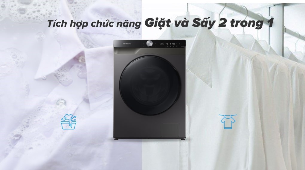 Máy giặt sấy Samsung AI Ecobubble Inverter giặt 11 kg - sấy 7 kg WD11T734DBX/SV