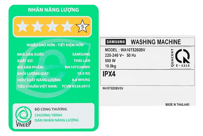 Máy giặt Samsung Inverter 10 Kg WA10T5260BV/SV Màu Đen