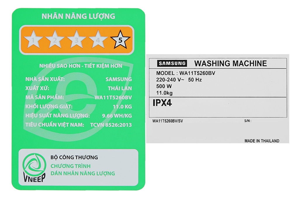 Máy giặt Samsung Inverter 11 kg WA11T5260BV/SV Màu Đen