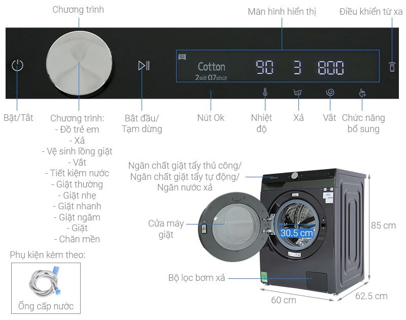 Máy giặt Samsung Inverter 10 kg WW10TP44DSB/SV