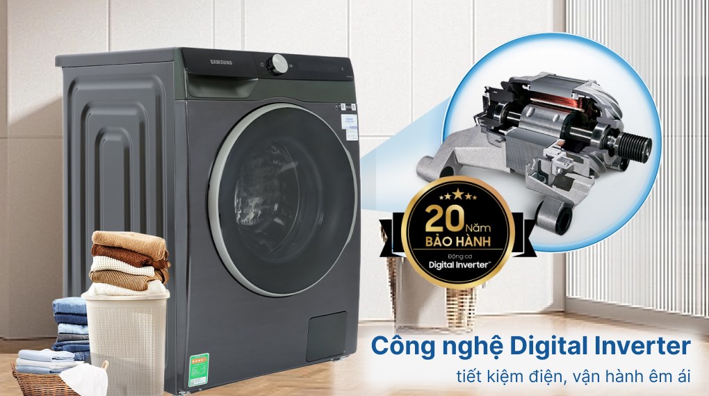 Máy giặt Samsung Inverter 10 kg WW10TP44DSB/SV tiết kiệm điện năng, vận hành êm nhờ công nghệ Digital Inverter