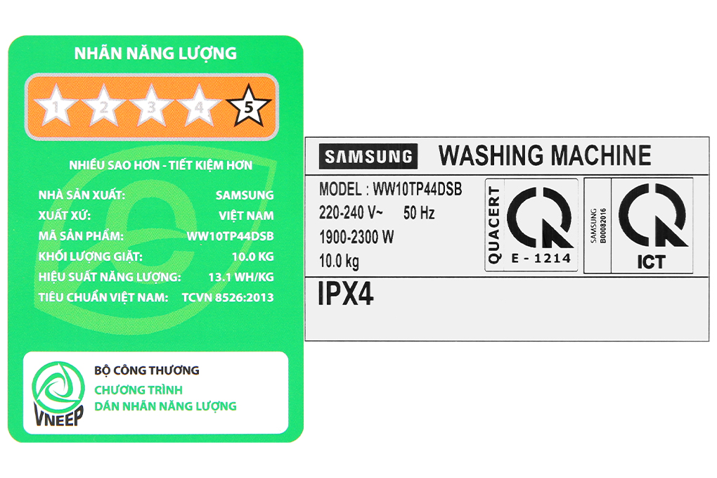Máy giặt Samsung AI Inverter 10 kg WW10TP44DSB/SV Màu Đen