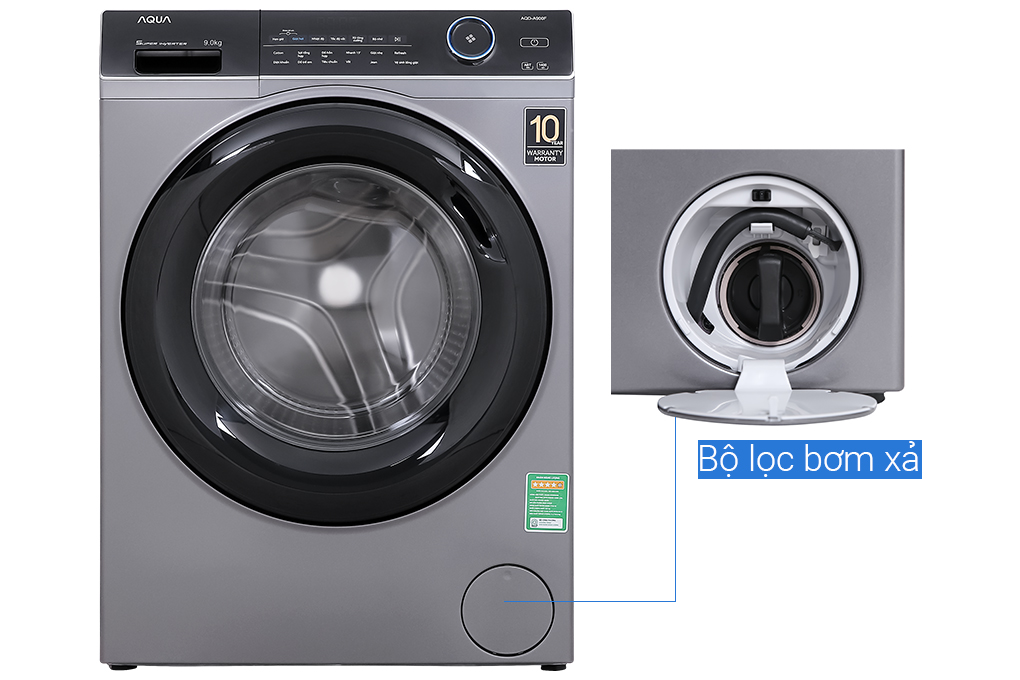 Máy giặt Aqua Inverter 9.0 KG AQD-A900F S chính hãng
