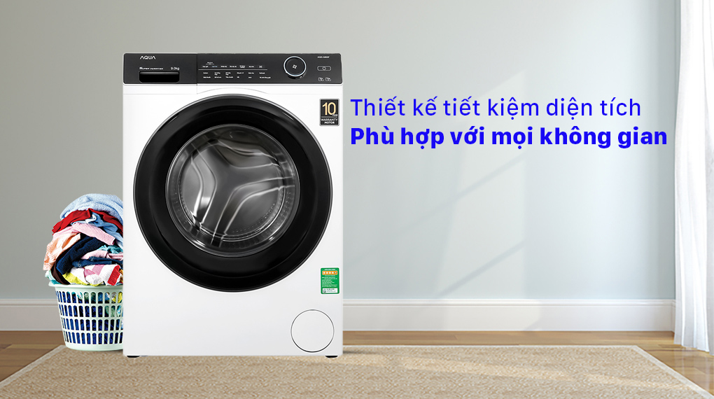 Máy giặt Aqua Inverter 9.0 KG AQD-A900F W - Thiết kế mỏng tiết kiệm diện tích