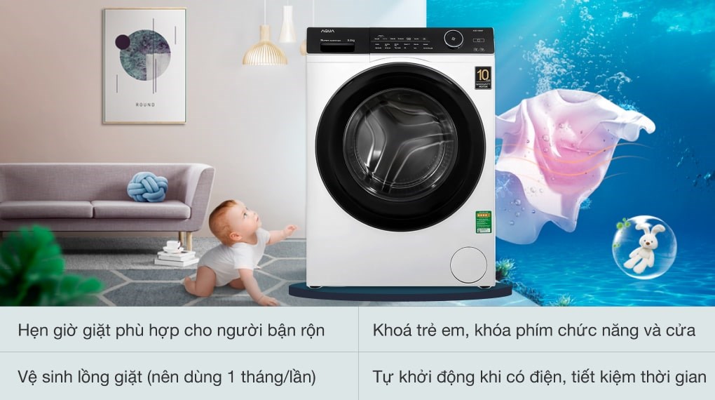 Máy giặt Aqua Inverter 9.0 KG AQD-A900F W