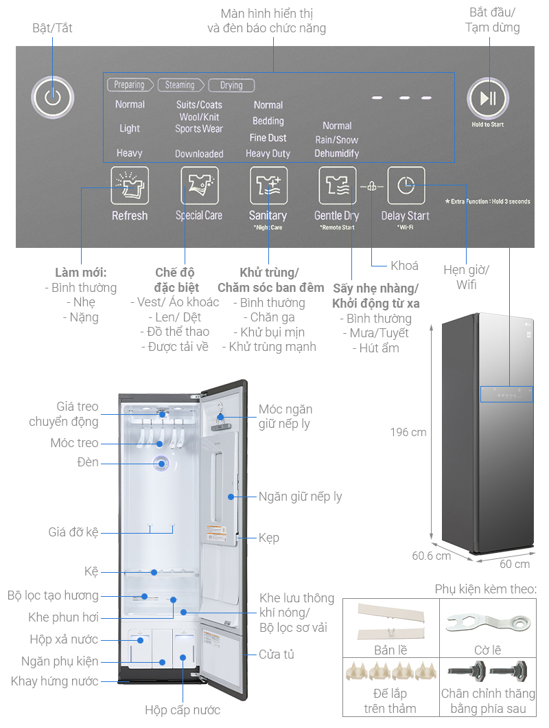 Tủ chăm sóc quần áo thông minh LG Styler Inverter 5 móc S5MB