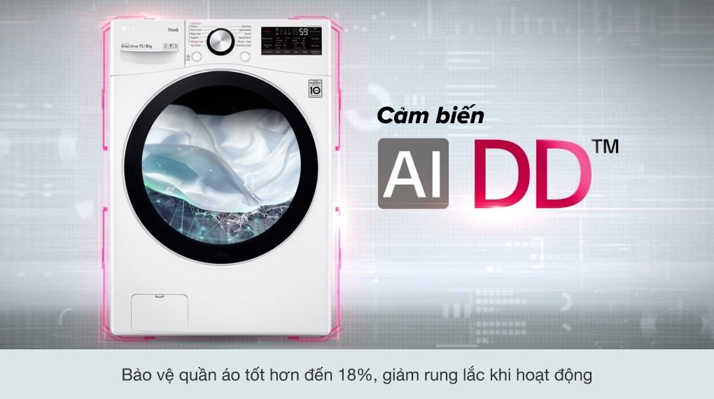 Máy giặt sấy LG AI DD Inverter giặt 15 kg - sấy 8 kg F2515RTGW