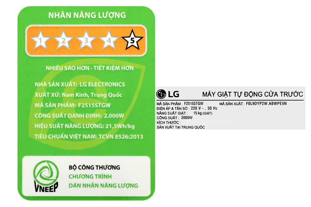 Máy giặt LG AI DD Inverter 15 Kg F2515STGW Màu Trắng
