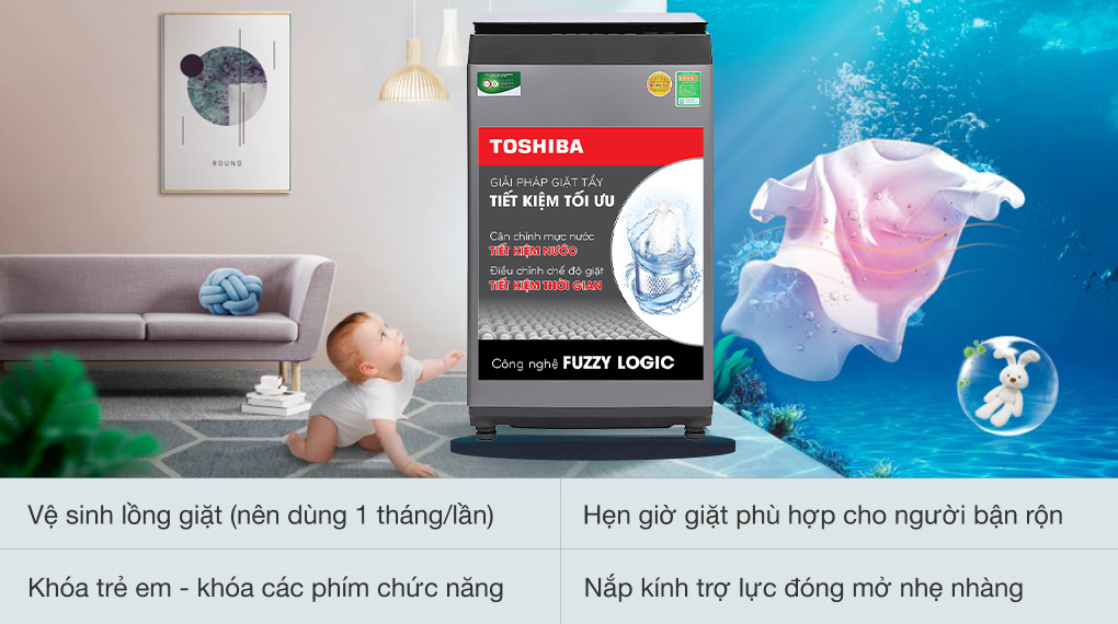 Máy giặt Toshiba 7 Kg AW-L805AV (SG) - Khóa trẻ em