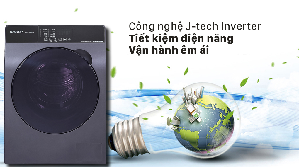 Máy giặt Sharp Inverter 10.5 Kg ES-FK1054PV-S - J-tech Inverter