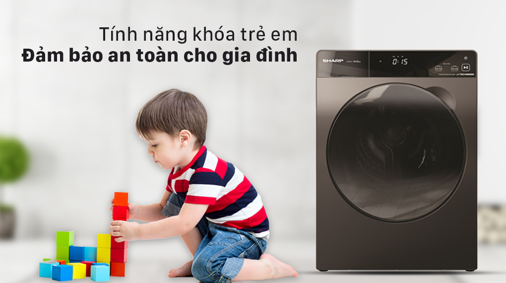 Máy giặt Sharp Inverter 12.5 Kg ES-FK1054PV-S - Khóa trẻ em