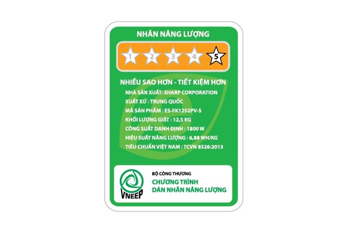 Máy giặt Sharp Inverter 12.5 Kg ES-FK1252PV-S Màu Đen