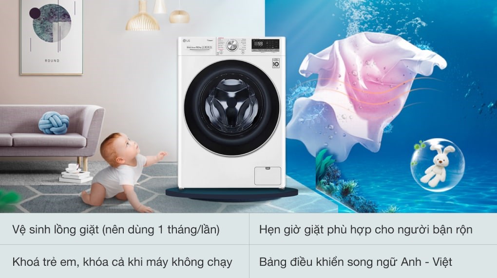Máy giặt LG AI DD Inverter 10.5 kg FV1450S3W2