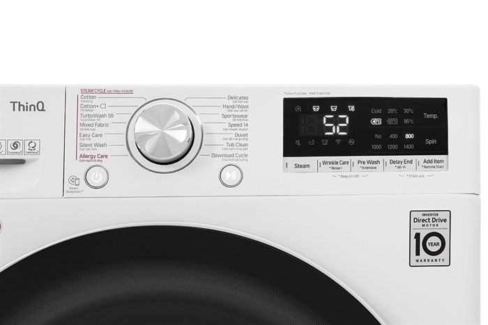 Máy giặt LG AI DD Inverter 10.5 kg FV1450S3W2 Màu Trắng