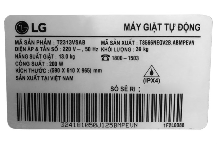 Máy giặt LG TurboWash3D Inverter 13 kg T2313VSAB Màu Đen - Xám