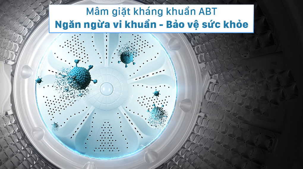 Máy giặt Aqua 9.8 KG AQW-FR98GT.BK - Mâm giặt kháng khuẩn ABT
