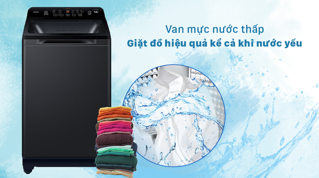 Máy giặt Aqua 9.8 KG AQW-FR98GT.BK - Van mực nước thấp