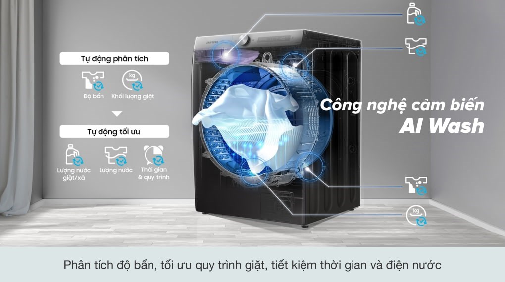 Máy giặt sấy Samsung Inverter giặt 21 kg - sấy 12 kg WD21T6500GV/SV
