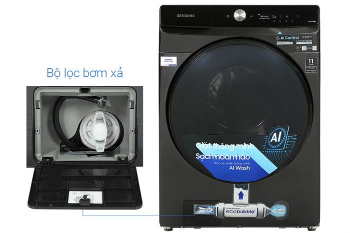 Máy giặt sấy Samsung Inverter giặt 21 kg - sấy 12 kg WD21T6500GV/SV Màu Đen