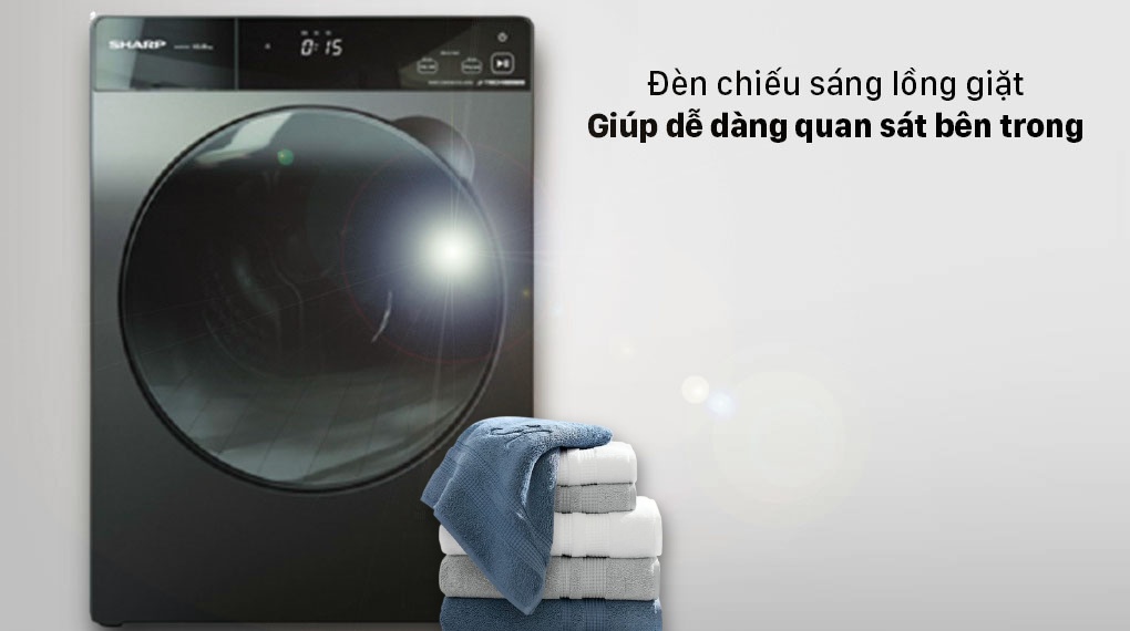 Máy giặt Sharp Inverter 12.5 Kg ES-FK1252SV-G - Đèn chiếu sáng lồng giặt