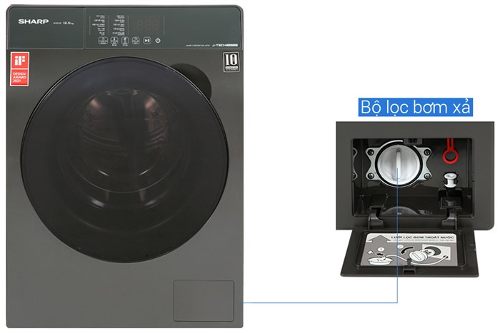 Máy giặt Sharp Inverter 12.5 Kg  ES-FK1252SV-G