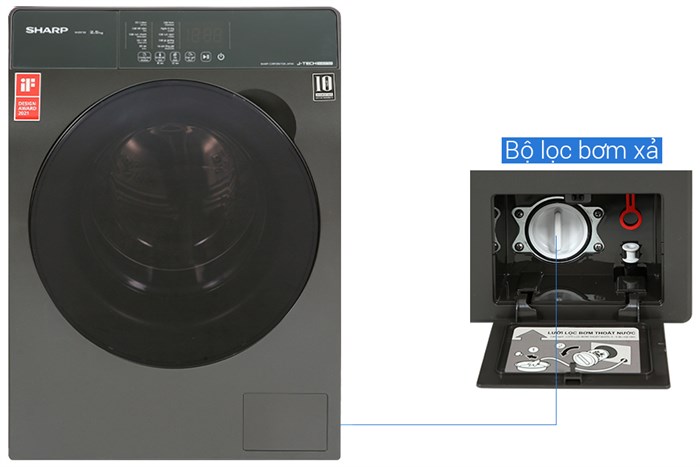 Máy giặt Sharp Inverter 9.5 Kg ES-FK954SV-G Màu Xám