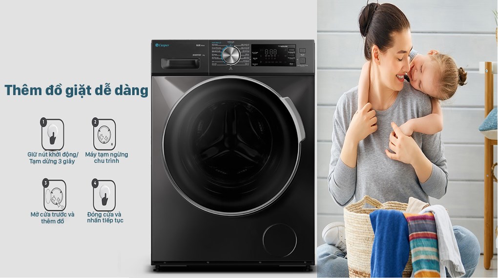 Máy giặt Casper Inverter 8.5 kg WF-85I140BGB - 15