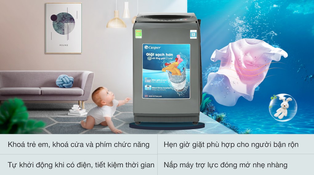 Máy giặt Casper Inverter 9.5 kg WT-95I68DGA