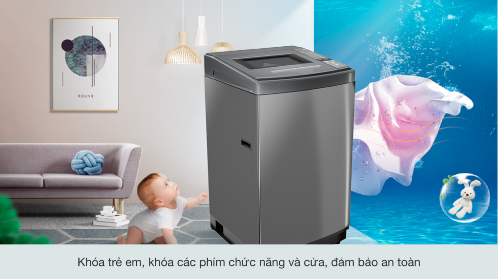 Máy giặt Aqua 8 KG AQW-KS80GT S - Khóa trẻ em an toàn