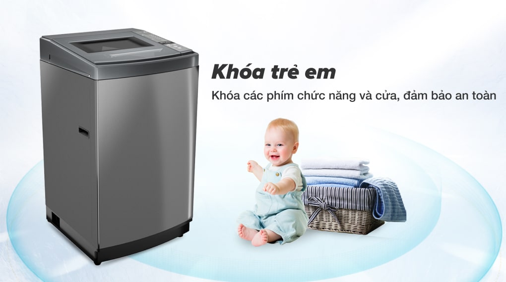 Máy giặt Aqua 8 KG AQW-KS80GT S - Khóa trẻ em an toàn