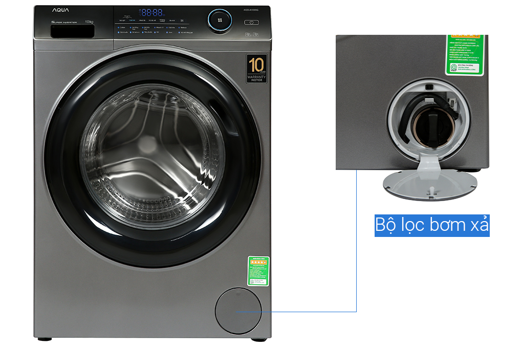 Máy giặt Aqua Inverter 10 KG AQD-A1000G S chính hãng
