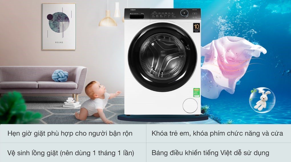 Máy giặt Aqua Inverter 10 KG AQD-A1000G W