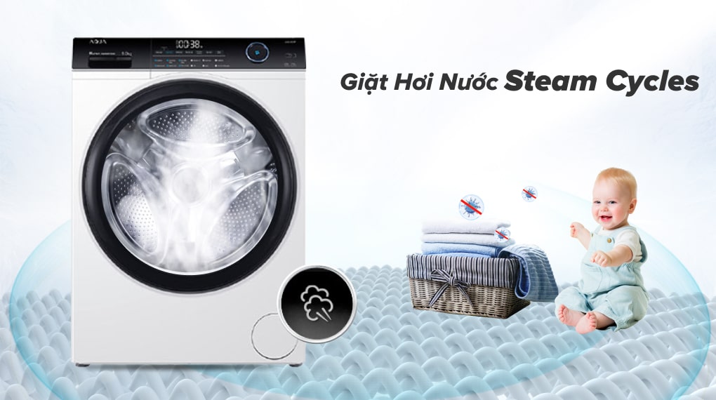 Diệt khuẩn, ngừa dị ứng nhờ giặt hơi nước Steam Cycles Diệt khuẩn, ngừa dị ứng nhờ giặt hơi nước Steam Cycles