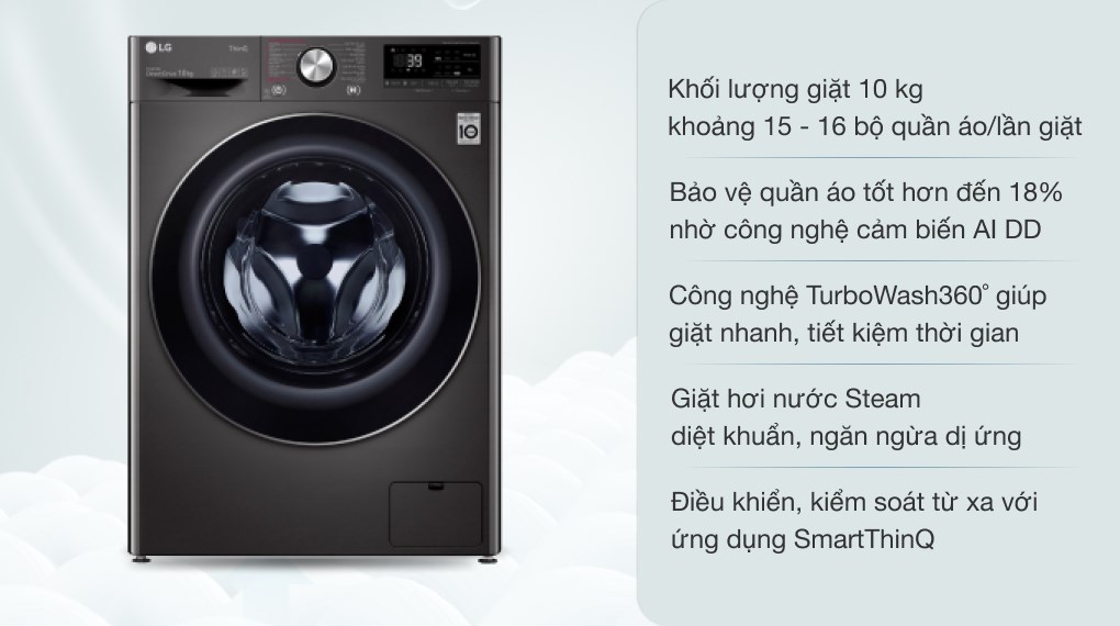 Máy giặt LG inverter được đánh giá cao về hiệu suất và độ bền, đảm bảo sẽ mang lại trải nghiệm giặt giũ tốt nhất cho gia đình bạn. Nhấn vào hình ảnh liên quan để biết thêm chi tiết.