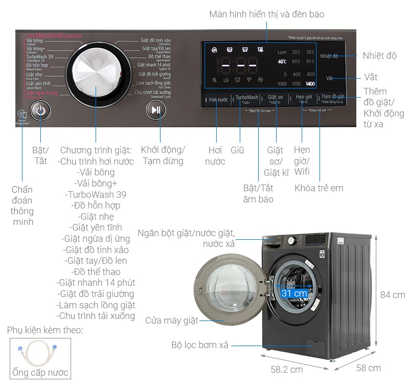 Máy giặt LG AI DD Inverter 11 kg FV1411S3B