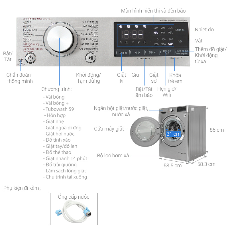 Máy giặt LG AI DD Inverter 11 kg FV1411S4P