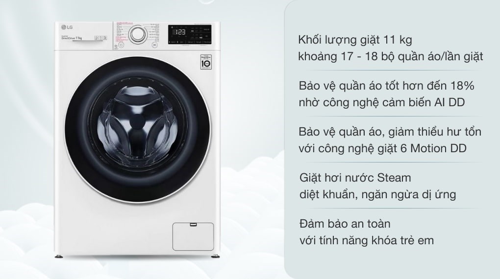 Máy giặt LG Inverter 11 kg FV1411S5W - giá tốt, có trả góp