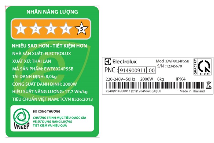 Máy giặt Electrolux Inverter 8 kg EWF8024P5SB Màu Xám