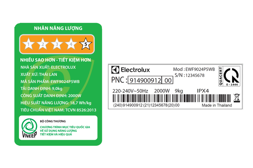 Máy giặt Electrolux UltimateCare 500 Inverter 9 kg EWF9024P5WB Màu Trắng