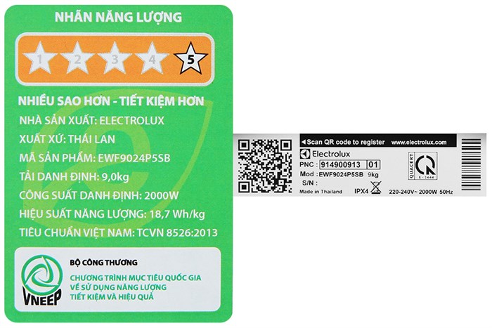 Máy giặt Electrolux UltimateCare 500 Inverter 9 kg EWF9024P5SB Màu Xám