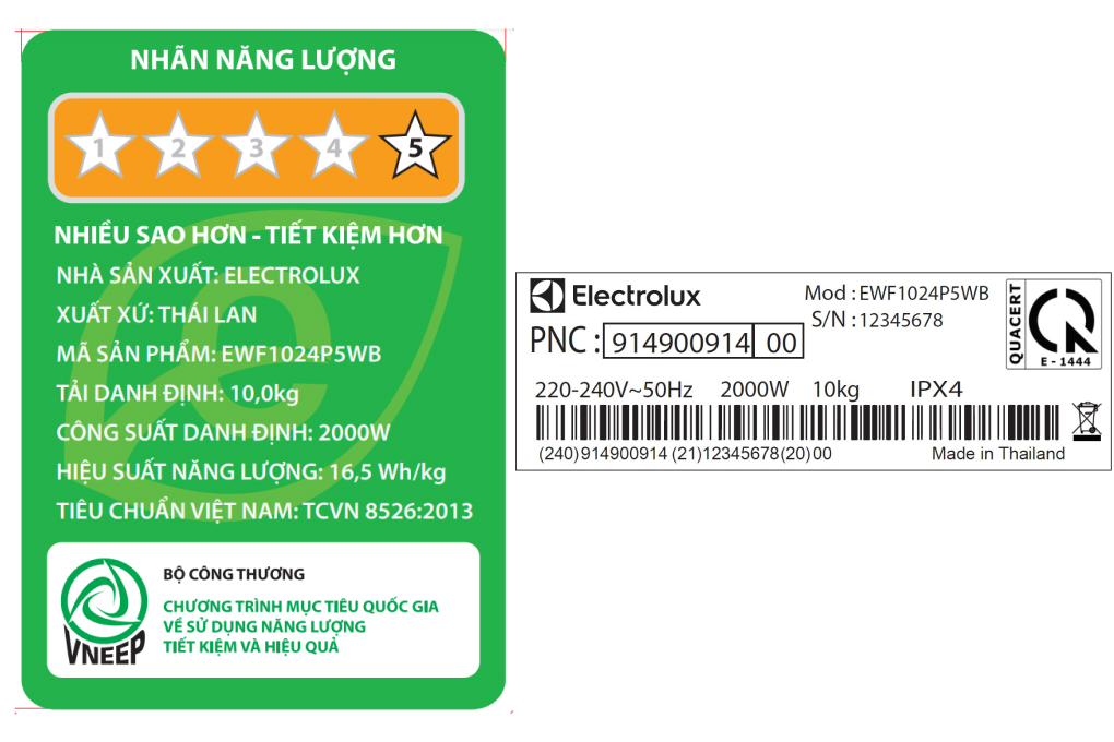 Máy giặt Electrolux UltimateCare 500 Inverter 10 kg EWF1024P5WB Màu Trắng