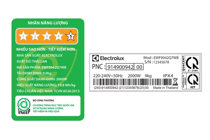 Máy giặt Electrolux UltimateCare 700 Inverter 9 kg EWF9042Q7WB Màu Trắng