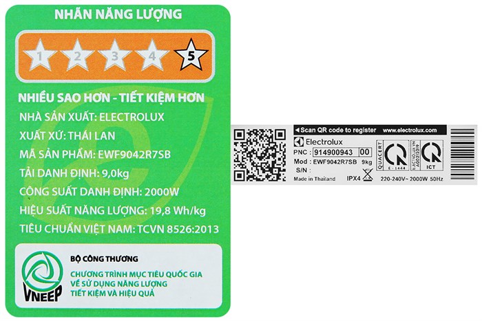 Máy giặt Electrolux UltimateCare 700 Inverter 9 kg EWF9042R7SB Màu Xám