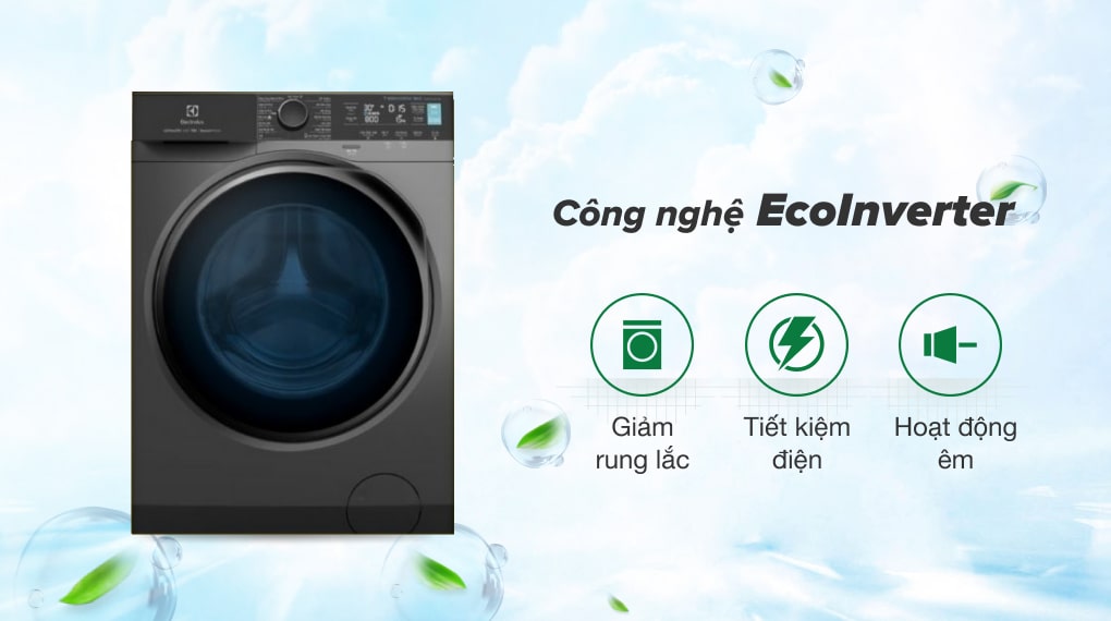 Vận hành êm ái, tiết kiệm điện năng nhờ công nghệ EcoInverter - Máy giặt Electrolux Inverter 9 kg EWF9042R7SB 