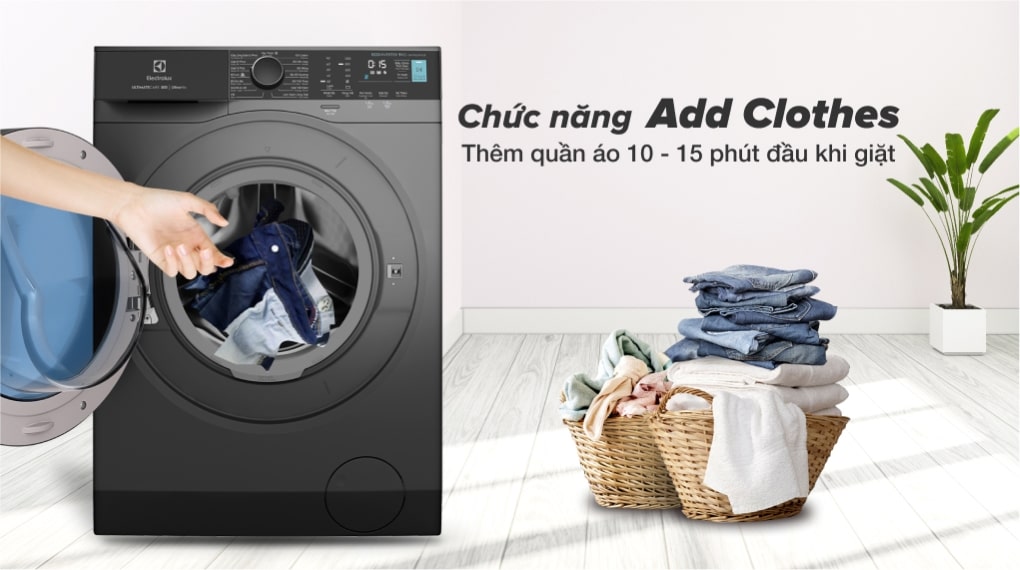 Hạn chế bỏ sót quần áo nhờ chức năng thêm quần áo trong khi giặt Add Clothes - Máy giặt Electrolux Inverter 9 kg EWF9042R7SB