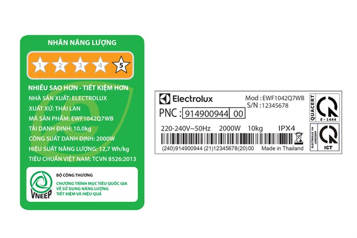 Máy giặt Electrolux UltimateCare 700 Inverter 10 kg EWF1042Q7WB Màu Trắng