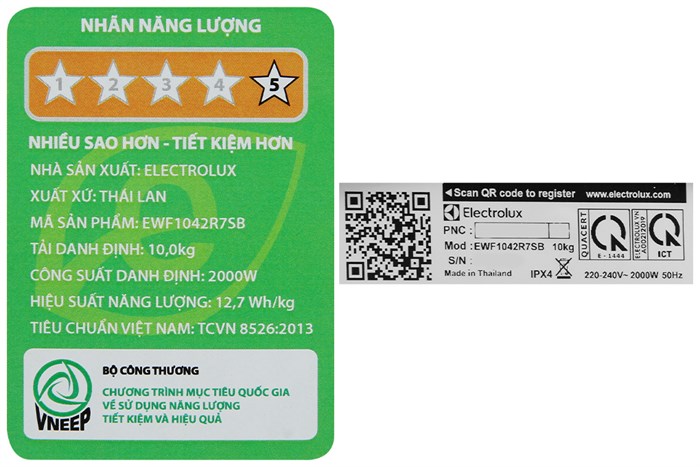 Máy giặt Electrolux UltimateCare 700 Inverter 10 kg EWF1042R7SB Màu Xám