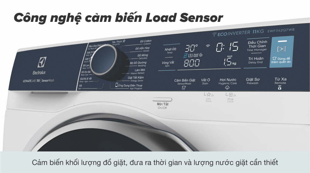 Máy giặt Electrolux Inverter 11 kg EWF1142Q7WB - Load Sensor